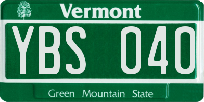 VT license plate YBS040