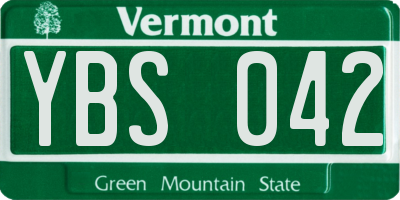 VT license plate YBS042