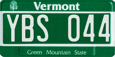 VT license plate YBS044