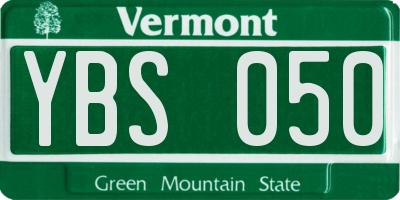 VT license plate YBS050