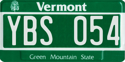 VT license plate YBS054