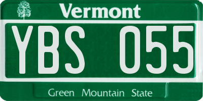 VT license plate YBS055
