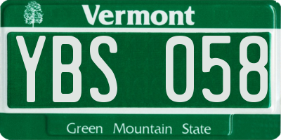VT license plate YBS058