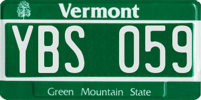 VT license plate YBS059