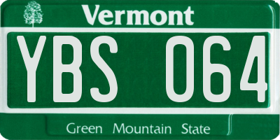 VT license plate YBS064
