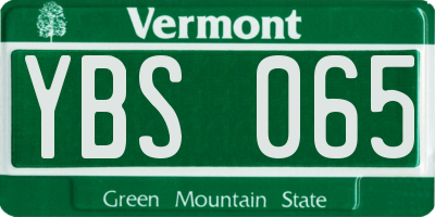 VT license plate YBS065