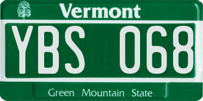 VT license plate YBS068