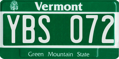 VT license plate YBS072
