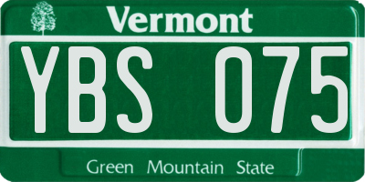 VT license plate YBS075