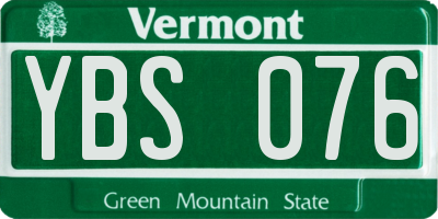 VT license plate YBS076