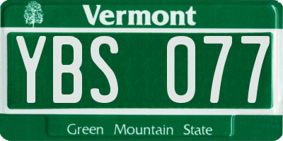 VT license plate YBS077