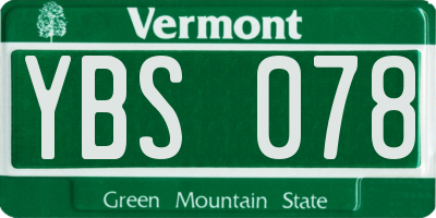 VT license plate YBS078