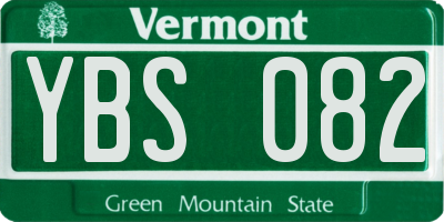 VT license plate YBS082