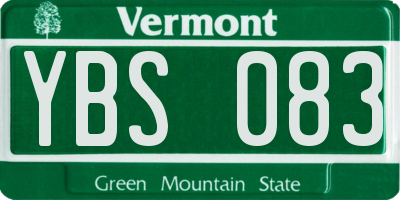 VT license plate YBS083