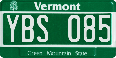 VT license plate YBS085