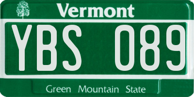 VT license plate YBS089