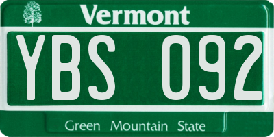 VT license plate YBS092