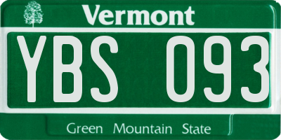 VT license plate YBS093
