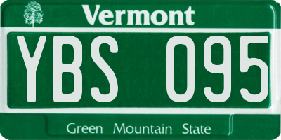 VT license plate YBS095