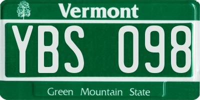 VT license plate YBS098