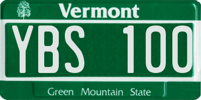 VT license plate YBS100