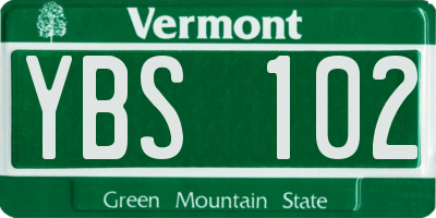 VT license plate YBS102