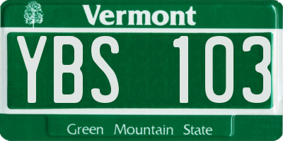 VT license plate YBS103