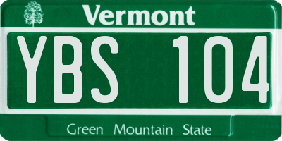 VT license plate YBS104