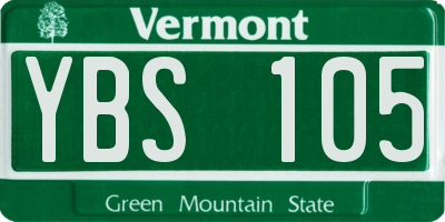VT license plate YBS105