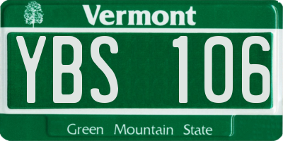VT license plate YBS106