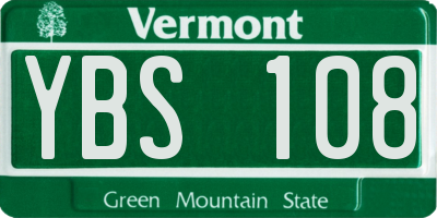 VT license plate YBS108
