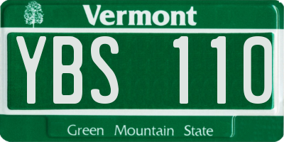 VT license plate YBS110
