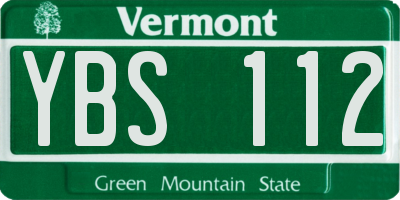 VT license plate YBS112