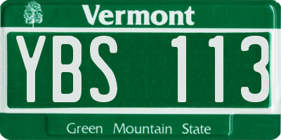 VT license plate YBS113