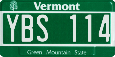VT license plate YBS114