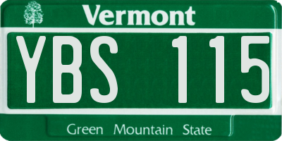 VT license plate YBS115