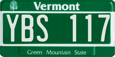 VT license plate YBS117