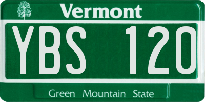 VT license plate YBS120