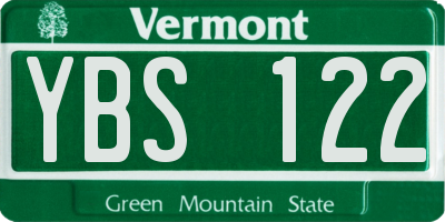 VT license plate YBS122