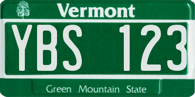 VT license plate YBS123