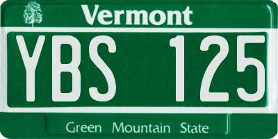 VT license plate YBS125