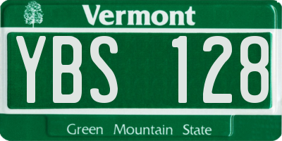 VT license plate YBS128