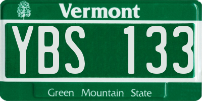VT license plate YBS133