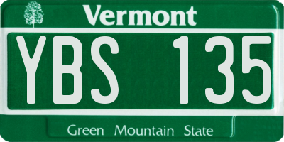 VT license plate YBS135