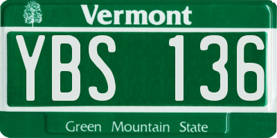 VT license plate YBS136