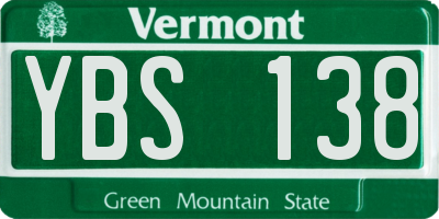 VT license plate YBS138