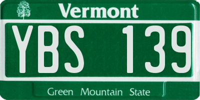 VT license plate YBS139