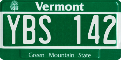 VT license plate YBS142