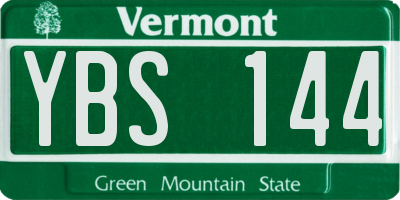 VT license plate YBS144