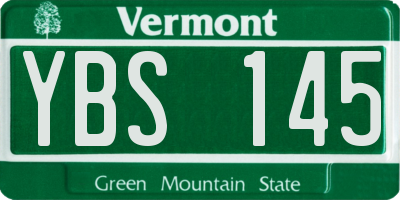 VT license plate YBS145